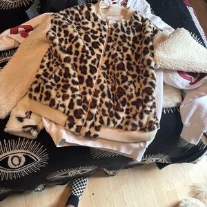 Leopard Print Faux Fur Jacket